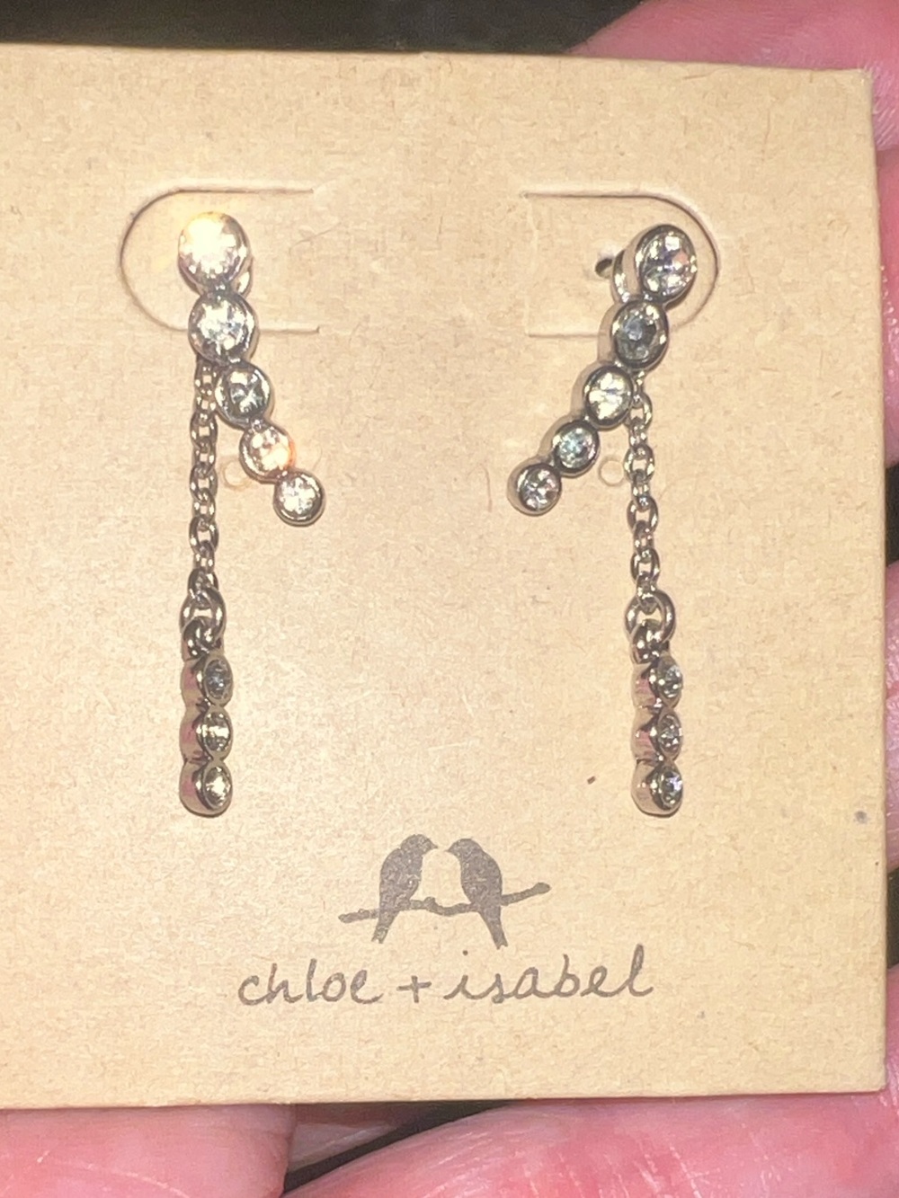 Chloe + Isabel Silver Crystal Linear Drop Earrings